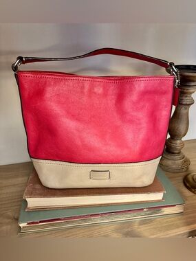 Coach Leather Hobo Bag - Pink & Tan